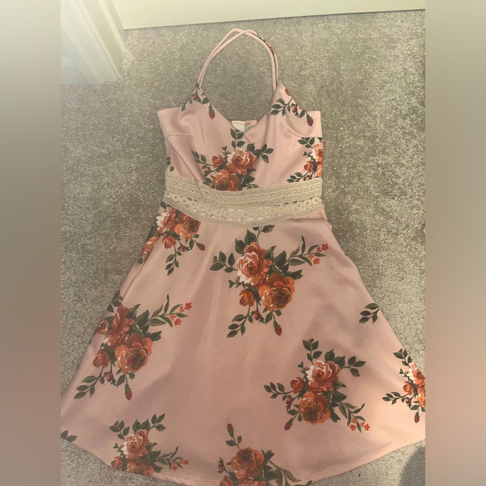 O’Delilah pink floral lace dress: XS NWOT